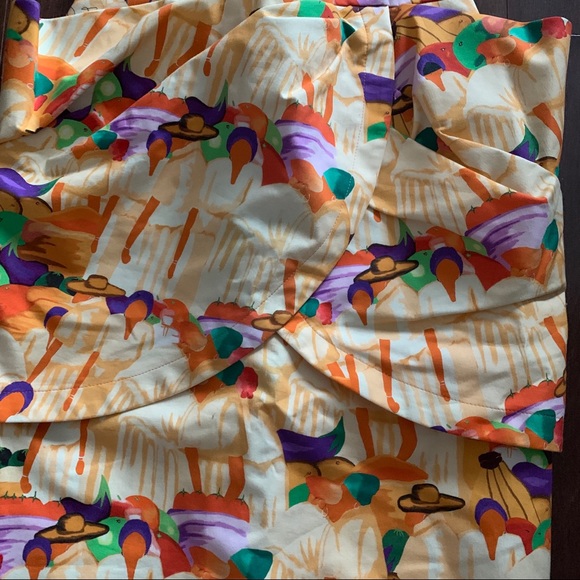 Stella Jean Tulip Orange & Yellow Village Country Printed Pencil Skirt IT40 US 2 - Picture 7 of 7